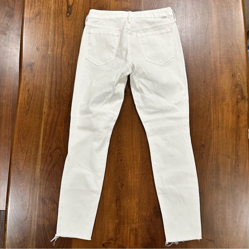 Mother The Looker Ankle Fray Crop Jean in Glass Slipper White Size 28